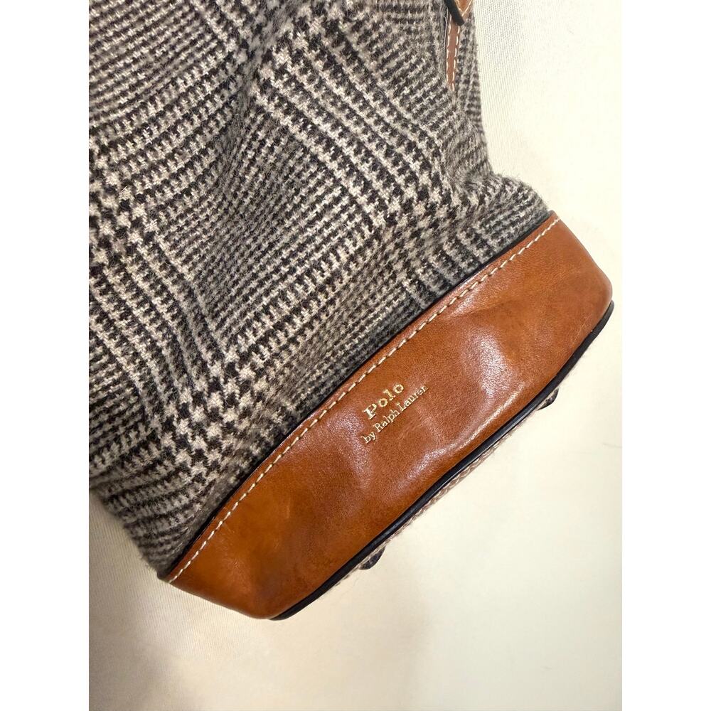 Polo Ralph Lauren Accessories Wool Glen Plaid & Suede Bucket Bag - Picture 6 of 8